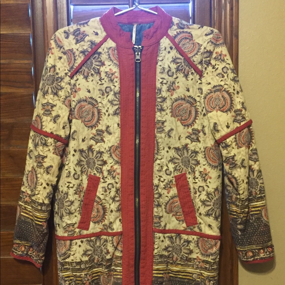 Free People floral mid-length reversible jacket